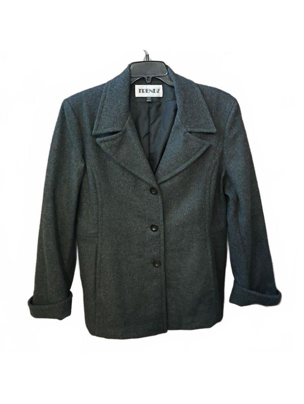 Trendz Women's Gray Wool Blend Button-Up Blazer Jacket XL